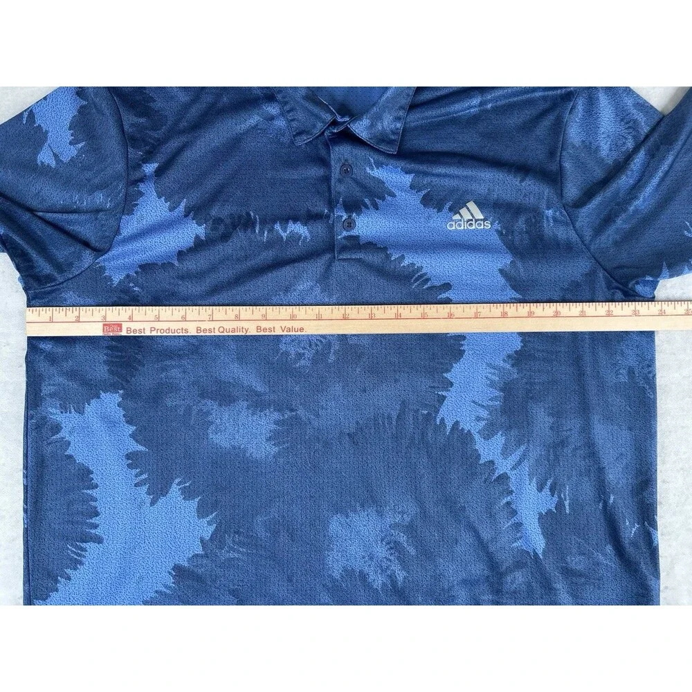 Adidas Polo Shirt Mens XL Flower Mesh Graphic Print Golf Performance Stretch